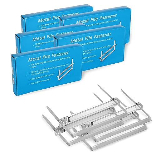 Image of WOPPLXY 200 PCS Paper File Strip Fasteners - Metal Paper Fasteners 80mm Filing Clips - Papers Binder Binding Clamp for Office, School, Home