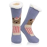 sevening Warm Fluffy Slipper Socks - Women Cute Fuzzy Winter Socks, Cabin Soft with grippers non sli
