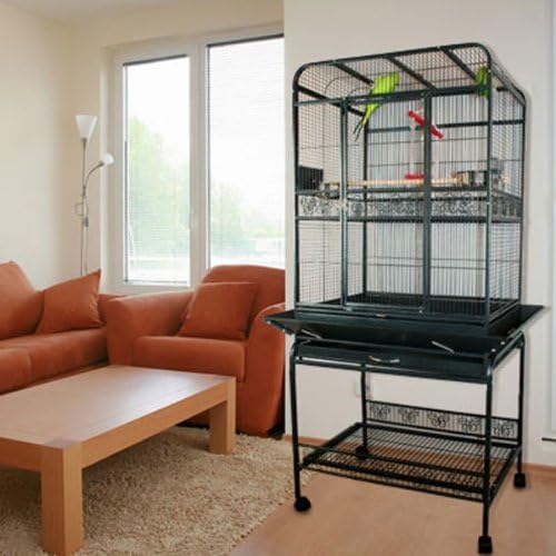 Palama Place Playtop Bird Cage with Stand - 27.5" W x 21.5" D x 70" H - Black Vein