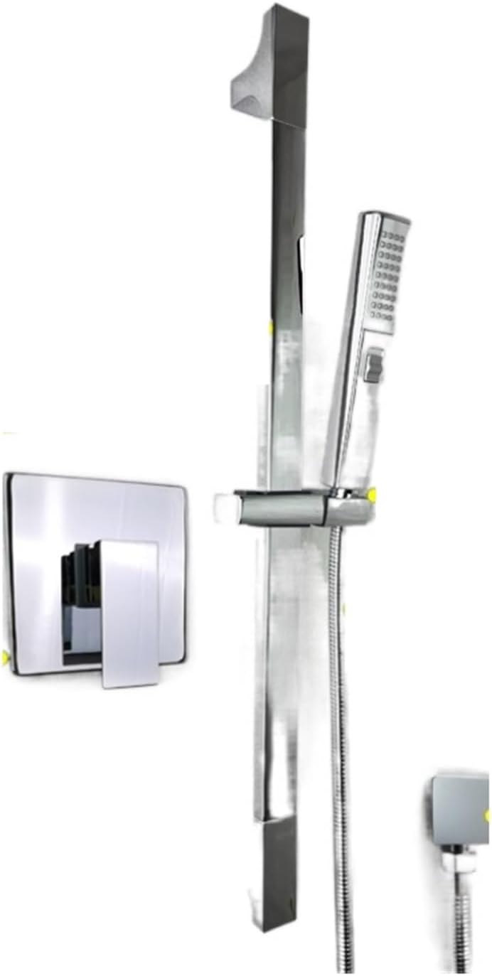 Slide Bar Set With Solid Brass Hot Cold Valve 3 Functions Hand Shower Set Matt Black Outlet Connector 1.5M Hose Holder Bracket(Chrome A)