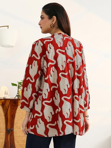 Image of Printed Cotton Blend Straight Kurti for Women