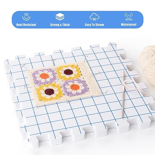 Coopay Blocking Mats Set, Blocking Mats for Knitting Blocking Mat 4 Pack with 100pcs T-pins - Image 3