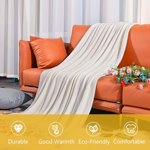Couverture simple blanche douce et plaid de décoration maison polyvalent - 6