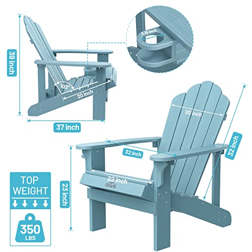 Cecarol Oversized Adirondack Chair, High Back Outdoor Chair With Cup Holder, Weather Resistant Chair For Porch, Garden, Backyard, Fire Pit, Lake Blue-Tfc3 #TOP2
