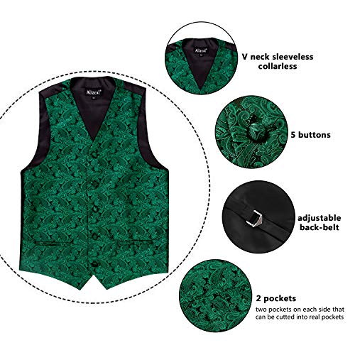 Alizeal Boys Paisley Jacquard Party Pre-Tied Bow Tie And Dress Suit Set, Dark Green, Size 12 #TOP5