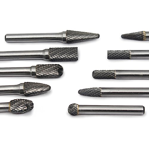 Jestuous PARTIALUPDATE Carbide Burr Set Jestuous 1/4 Inch Shank Diameter Double Cut Tungsten Carbide Cutting Burrs Rotary Files Bits thumb #4