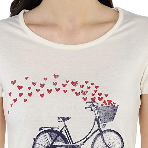 Image of Modeve Women Printed Cotton Blend Half Sleeve Round Neck T-Shirt for Summer