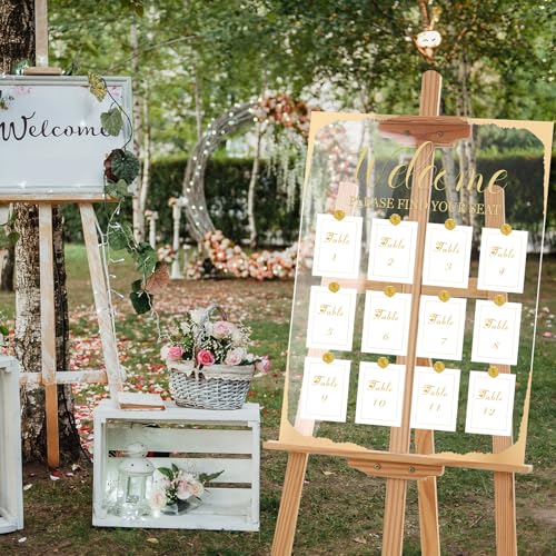 RattanView 24x18 Inch Wedding Seating Chart Board Display with 30 Rose Wax Seal Stickers for Reception Acrylic Welcome Please Find Your Seat Table Seating Chart Board Wedding Sign Display Decor