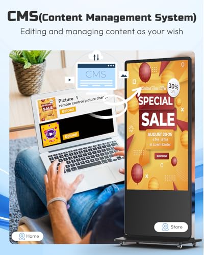 Image of 32 inch Digital Signage Display, 2K LCD Touchscreen Indoor Floor Standing Digital Kiosk, Auto Media Player Advertising Display Poster with Android OS Remote Control, HDMI /WiFi /USB