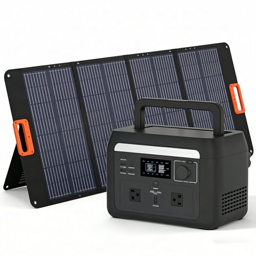 STARYLINE 1000W Solar Generator Kit, 614.4Wh Power Station with 200W Foldable Solar Panel, Bidirectional Inverter, 1.5H Fast Charge, LiFePO4, WiFi/APP, <10ms EPS for Camping, RV