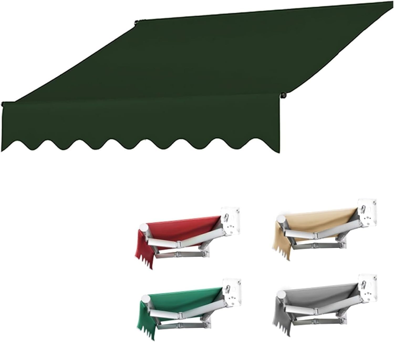Toldo retráctil para patio que soluciona el calor excesivo toldo manual verde exterior