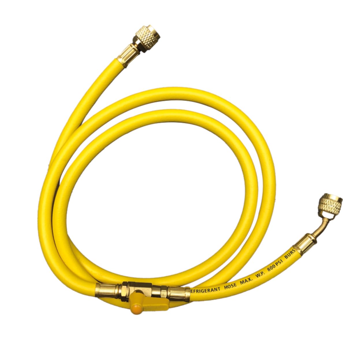 3S SuperSamaStore Flessibile Frusta Ridotta con Rubinetto 1/4" x 5/16" Sae e Premispillo, 150 Centimetri, Giallo