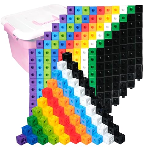 Image of 701 Pcs Math Learning Linking Cube with Pink Storage Container Counting Cubes Plastic Colorful Counting Blocks Math Manipulatives Classroom Learning Supplies for Home school Educational(Pink)