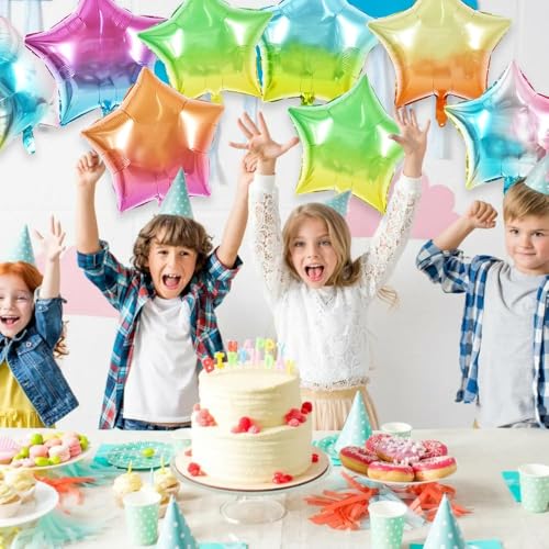 DecoGlee 30Pcs 18 Inch Large Colorful Star Shape Foil Balloons Big Gradient Stars Helium Mylar Ballons for Birthday Wedding Baby Shower Anniversary Engagement Party Decorations Supplies - Image 5