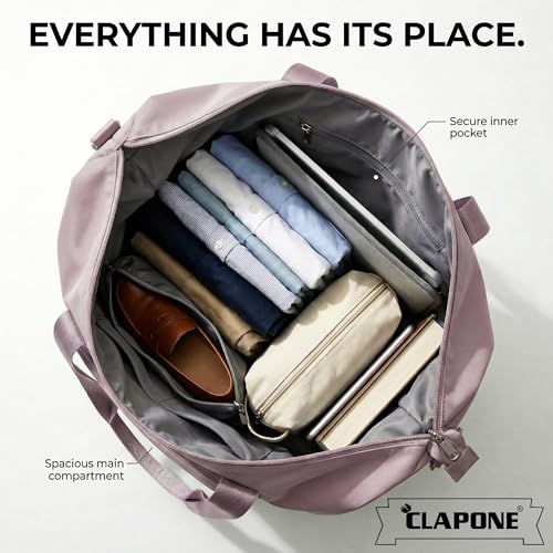 Image of CLAPONE 41 Litre Expandable Nylon Travel Bags for Women /Duffle Bags for Women Luggage /Foldable Vanity Travelling Handbags /Waterproof Hand Bag for Ladies Personal Items (Pink Duffle Bag)