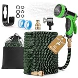 Tubo da Giardino Estensibile 22m, Pistola Acqua a 10 Modalità di Spruzzo, Tubo Flessibile Antigroviglio con con Adattatori 1/2" e 3/4", per Autolavaggio, Giardino, Prato, Bagni Animali