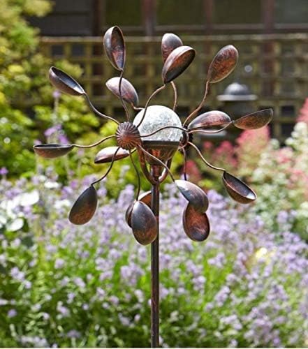 Garden Mile 1.3m Solar Powered LED Wind Spinner Outdoor Garden Lighting Light Up Crackle Ball Large Decorative Light Colour Changing Solar Stake Light 130cm Light Up Garden Ornament โ image 1