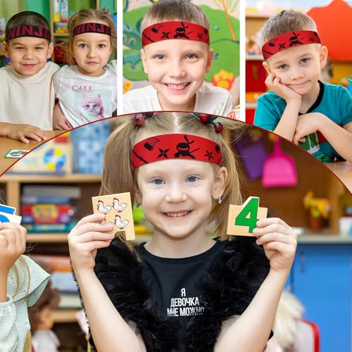 Pynzeka 10 Stück Ninjas Party Stirnband Ninja Stirnband Set Ninja Party Zubehör für Halloween Weihnachten Geburtstagsparty