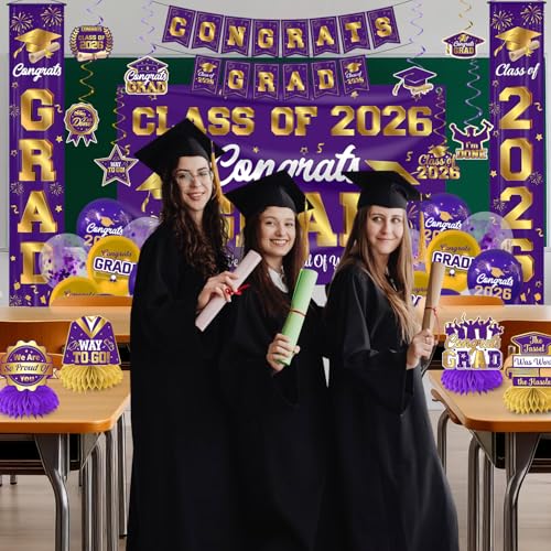 purple and gold Graduations Decorations