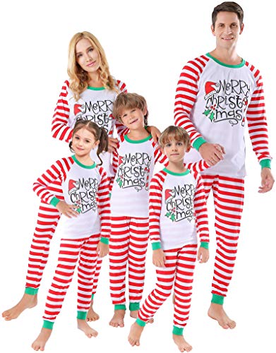 Matching Family Christmas Pajamas Women Striped Sleepwear Boys Girls Holiday Clothes Pjs Men Size L