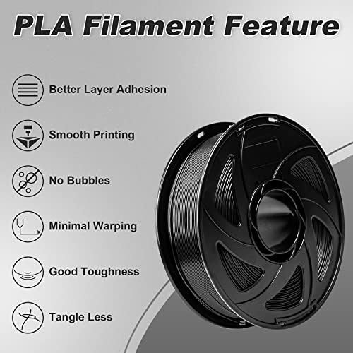 3D Printer Filament, Pla Filament Bundle1.75Mm,Pla 3D Printer Filament Vacuum Packaging 1Kg, Dimensional Accuracy +/- 0.03Mm, Fit Most Fdm 3D Printers (Pla Deep Black 1-Pack) #TOP1