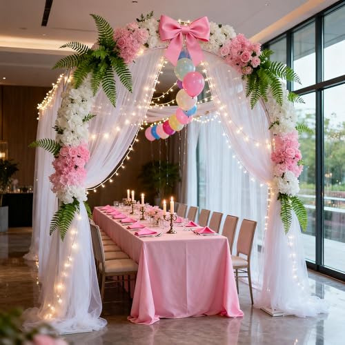 BVIEAKD 29 Inch X 18Ft White Chiffon Wedding Arch Draping Fabric for Ceremony Reception and Party Backdrop by BVIEAKD - Image 5