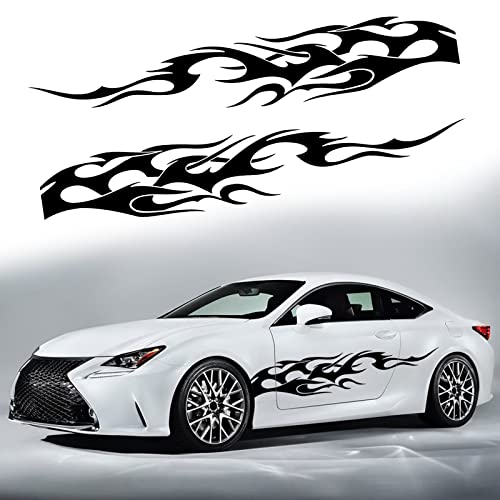 ramuel Car Body Door Side Stripe Graphic Vinyl Decals Sports Racing Strip Stickers for All Cars SUV Vehicles Universal Decoration Accessories 2pcs (Shape of the waves)