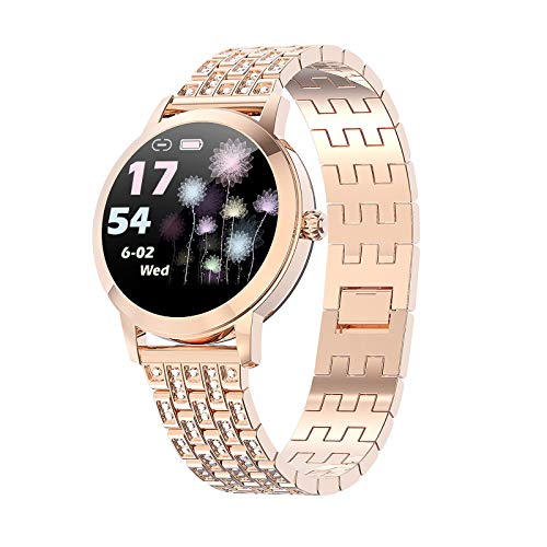 Smartwatch Damen,Individualisierbaren Zifferblätter Künstliches Diamant Edelstahlband Pulsoximeter Pulsuhr IP68 Wasserdicht SportUhr,Fitness