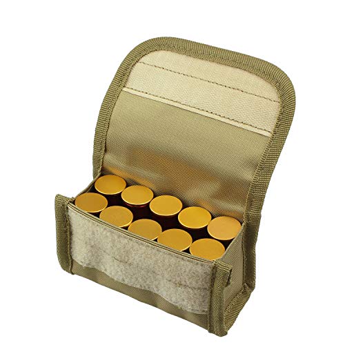 Kosibate Shotshell Pouch,Shotgun Shell Holder for 12ga 20 Gauge 10 Round Carrier(Tan)