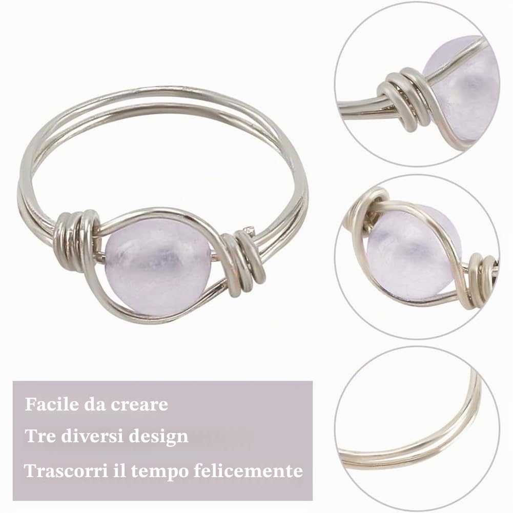 WEBBEDY Kit per la creazione di anelli avvolti in filo, kit di forniture per la creazione di gioielli con filo di gioielli a 3 colori per realizzare 12 set di anelli, 3 stili