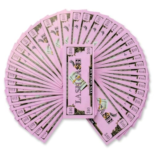 Lash Cash Reward Vouchers - 50 Pcs Pink Client Loyalty Cards, Professional Lash Tech Marketing Supplies & Salon Growth Tools, Authentic Currency Size Inserts for Eyelash Extension Business (50, $10)