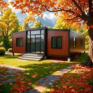 Prefab Tiny Home for Sale 20ft Mobile Modular Home with 2 Bedrooms, 1 Bathroom & Kitchen, Expandable Container House to Live in for Adults Prefabricated Foldable Tiny House for Backyard Guest & Office