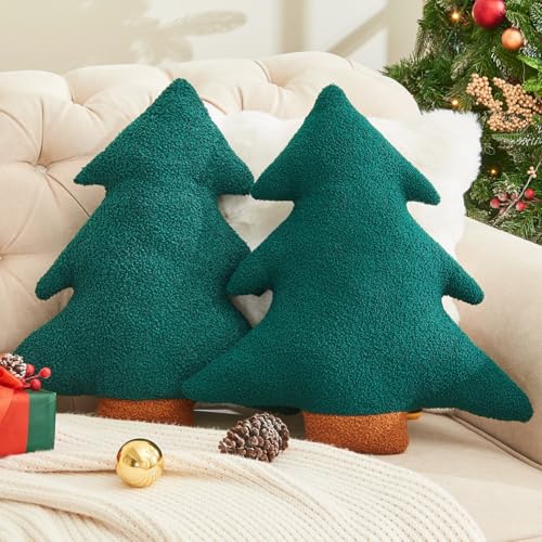 Vdoioe Christmas Tree Pillows Set of 2 Christmas Pillows. Tree Shaped Throw Pillows Xmas Plush Decorations Pillow Gingerbread House Candy Pillow for Thanksgiving Home Decor. Xmas Decor for Party