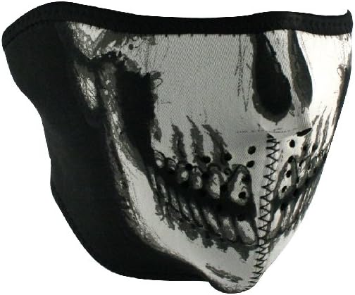 Zan Headgear WNFM002HG, Half Mask, Neoprene, Glow in the Dark, Skull Face by Bike Shop Supply