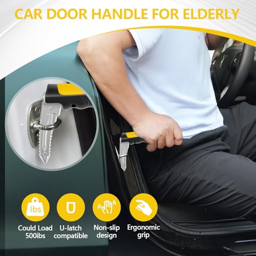 Image of Kaiedos Car Door Handle for Elderly, 3-in-1 Car Handle Assist for Seniors, Portable Auto Cane Vehicle Support Handle, 500 lbs Capacity, Non-Slip Door Assist Bar