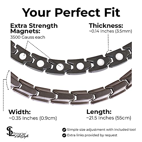 Smarter Lifestyle Elegant Titanium Magnetic Therapy Necklace For Men And Women, Pain Relief For Neck Arthritis Migraine Headaches Shoulders And Back - Magnetic Necklaces For Men Women (Gunmetal Gray) #TOP3