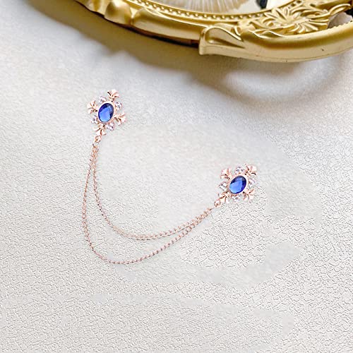 Image of Anmpab Cross Crystal Tassel Chain Brooch Gold Silver Tassel Collar Pins Broochs Rhinestone Lapel Pin for Men Women Suit Accessories