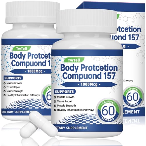 Twtell 2Pack 157 Collagen Peptide Capsules, Amino Acids Supplement - Supports Healthy Muscles & Gut, 1000 MG, Non-GMO, Gluten-Free, 120 Capsules