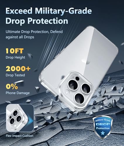 Image of FNTCASE for iPhone 14 Pro-Max Case: Clear Phone Cases Compatible with Magsafe Slim Anti Yellowing Military Grade Drop Protection Rugged Shockproof Protective Transparent Cell Cover (B-Clear)