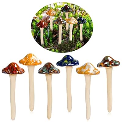 AIGEL Garden Decor Mushrooms, Ceramic Mushroom for Garden Fairy Yard Decoration DIY Ornament for Dollhouse Potting Shed Flowerpot Plants Lawn Garden Outdoor Statue