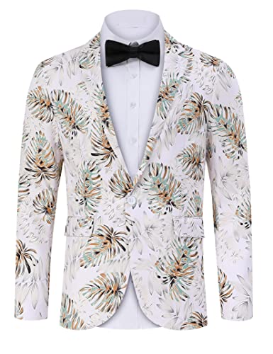 TURETRENDY Men's Printed Blazer Casual Slim Fit One Button Sports Coat Festival Party Jacket