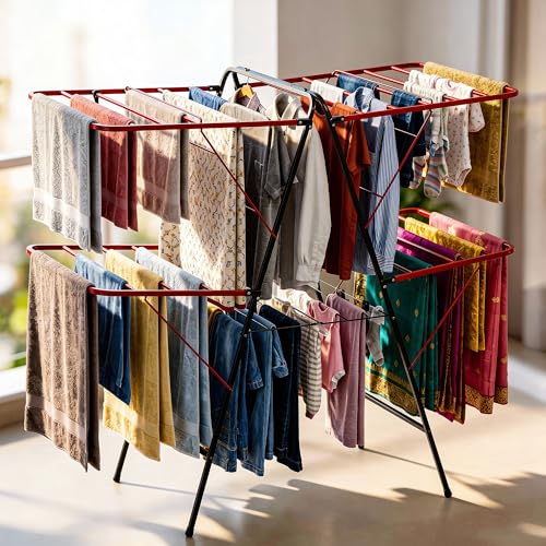 Minky Extra Large Heavy Duty Cloth Drying Stand | 56-Inch Wide Mu...