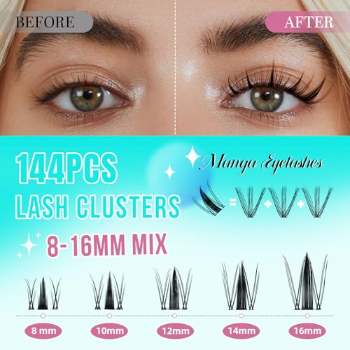 Manga Wimpern Cluster, 8–16mm DIY – Ansicht 2