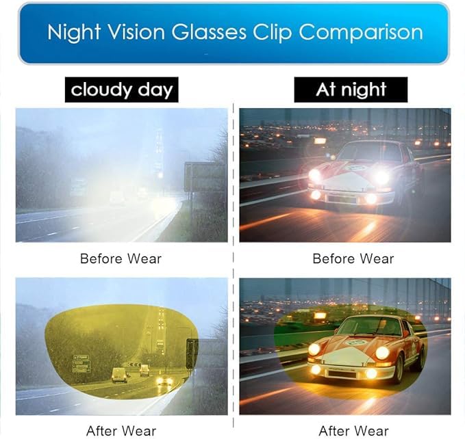 Image of LUFF Polarized /Night Vision Clip on Sunglasses /Myopia Glasses for Driving Black-Yellow