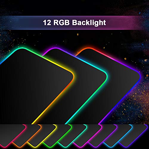 ARCHEER Tappetino Mouse Gaming, RGB Gaming Tappetino 800x300 mm Tappetino Mouse Gaming XXL con 12 RGB Effetti Luce Superficie Impermeabile Liscio e Base Gomma Antiscivolo per PC e Laptop