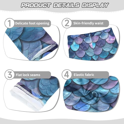 Kids High Waist Blue Purple Mermaid Scale Leggings for Toddler Girls 4T 202b33682