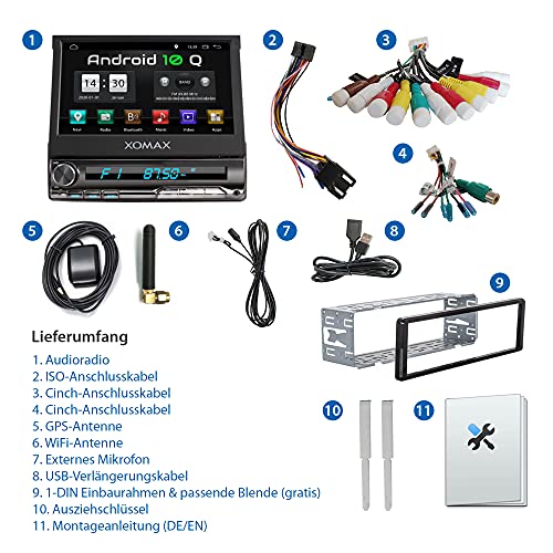 XOMAX XM-VA774 autoradio met Android 10, QuadCore, 2GB RAM, 32GB ROM, GPS-navigatie I Support: WiFi WLAN, 3G 4G, DAB… - Image 6