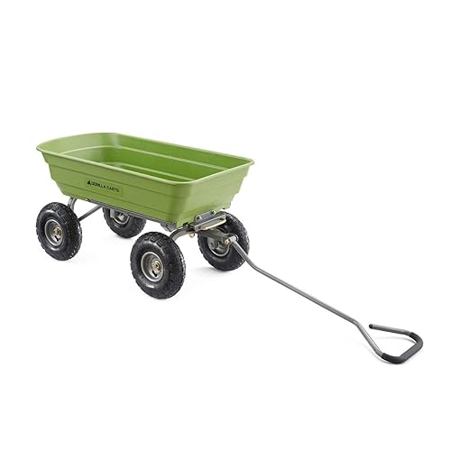 Vista 25 de Gorilla Carts - Carro de jardín de polietileno resistente, para patio, mango convertible 2 en 1, capacidad de 1200 libras, modelo GOR6PS