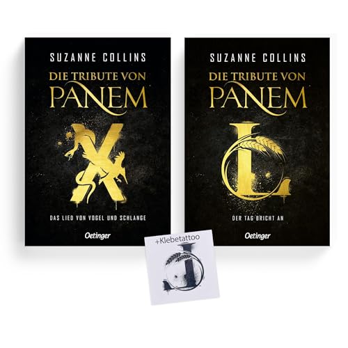 Die Tribute von Panem X & L – 2er Hardcover-Set + exklusivem Tattoo - „Das Lied von Vogel und Schlange“ & „Der Tag bricht an“ – Dystopie-Bestseller für Fans von Hunger Games & Fantasy-Büchern