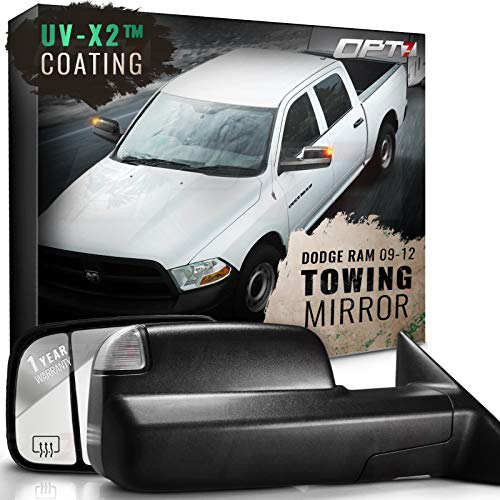 OPT7 Deluxe Pair Truck Towing Trailer Mirrors for 2009-2012 Dodge Ram 1500/2500/3500